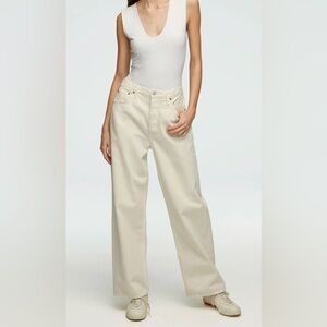 Agolde Cream Wide Leg Jeans